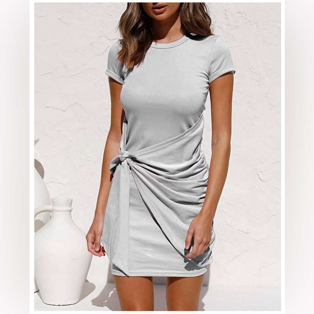 Lillusory Classic Taupe Tie Waist Dress NWT